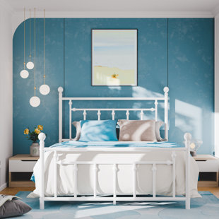 LAUREL FOUNDRY MODERN FARMHOUSE® Edsall Metal Bed with Headboard and Footboard No Boxspring Needed