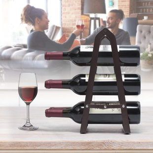 LEVI BEER Wine Rack 6 Bottles, Foldable Wine Bottles Holder Racks, Metal Copper Wine Holder Storage Free Standing, Ready Assembled, Easy To Put