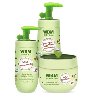 WBM CARE WBM Baby Care Gift Set, 3-in-1 Shampoo & Body Wash, Face Moisturizer Cream, and Natural Hand Wash