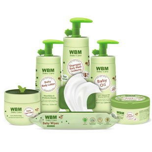 WBM CARE WBM Newborn Set Include Baby Shampoo, Body Wash, Baby Oil, Lotion, Face Cream, Baby Powder, & Wipes