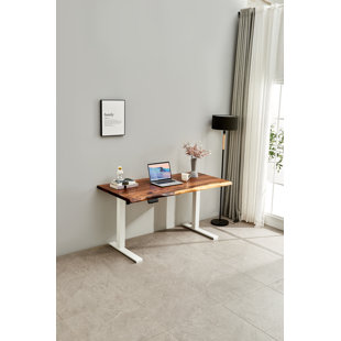 KEELAN SCOTT Adjustable Standing Desk with South American Walnut, Live Edge Desk