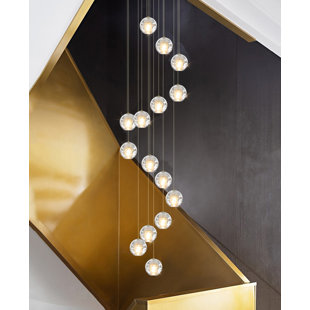 LONGSHORE TIDES Alphia 25-Light Crystal Bubble Globe Chandelier Black Finished