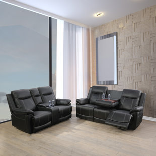 AINE HOME Ainehome 2 Piece Faux Leather Reclining Living Room Set