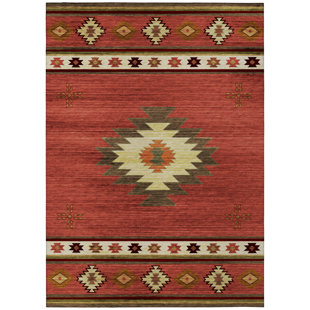 THE TWILLERY CO.® Binette Southwestern Machine Woven Polyester Indoor / Outdoor Area Rug in Red/White/Brown