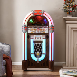 ARKROCKET AUDIO Arkrocket Saturn V Full Size Jukebox Vinyl Record Player Bluetooth USB SD CD Player Radio Turntable