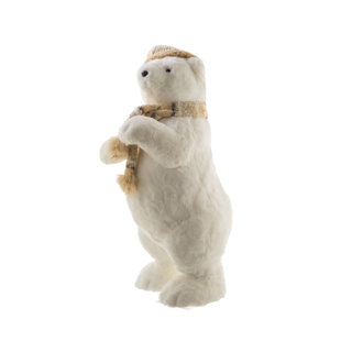 THE HOLIDAY AISLE® White/Beige Faux Fur Standing Grumpy Bear