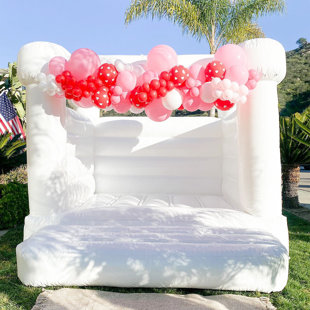 CONNSANN 10' X 10' PVC White Bounce House with Air Blower (Flap top)