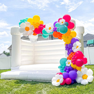 CONNSANN 13' x 13' Commercial White Bounce House with Air Blower(Flap Top)