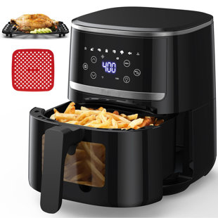 NANAN Large Oil Free Touch Screen 1500w Mini Oven Combo With 7 Accessories, One-touch Digital Controls, Nonstick Silicone Liner & Dishwasher-safe Detachable Square Basket, Timer