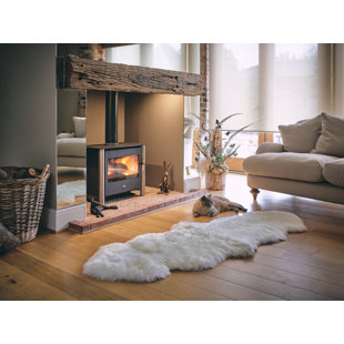 BOWRON SHEEPSKIN Long Wool Gold Star Solid Colour Machine Woven Ivory Area Rug