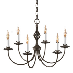 HUBBARDTON FORGE Twist Basket 6 - Light Dimmable Classic / Traditional Chandelier
