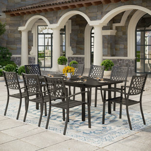 ALPHAMARTS Rectangular 8 - Person Outdoor Dining Set