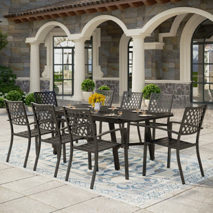 ALPHAMARTS Rectangular 8 - Person Outdoor Dining Set