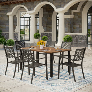 ALPHAMARTS Rectangular 6 - Person Outdoor Dining Set