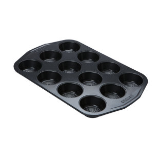 CIRCULON BY MEYERGROUP Circulon Ultimum Antihaft-Muffinbleche zum Backen 12 Cup - Muffinform, Gefrierschrank & Spülmaschinenfestes Carbonstahl-Backblech, Schwarz