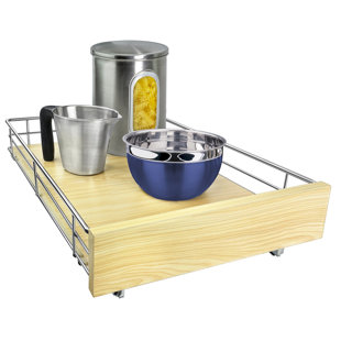 LYNK PROFESSIONAL® Select Pull Out Cabinet Organizer for Kitchen Cabinets, Wood and Chrome
