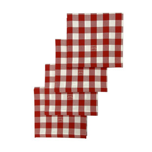 CARLO LAMPERTI™ CARLO LAMPERTI Italy | Ghisallo Buffalo Check Premium European Cotton Linen Napkins Set Of 4 | Eco-Friendly |Machine Washable Cloth Napkins For Spring, Summer, Kitchen, Wedding, Dining (Set of 4)