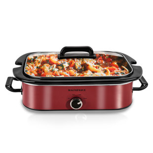 HOMECOOKIN Magnifique 4-Quart Slow Cooker With Casserole Manual Warm Setting,Red