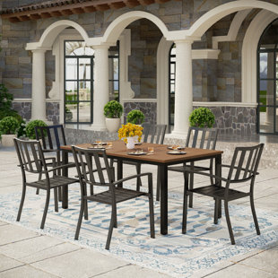 ALPHAMARTS Rectangular 6 - Person Outdoor Dining Set