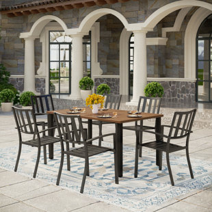 ALPHAMARTS Rectangular 6 - Person Outdoor Dining Set