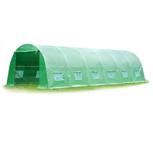 JOYHOUSEY 26' x 10' x 6.6' Greenhouse Large Gardening Plant Hot House, Walking In Tunnel Tent, Green