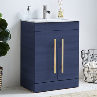 MERCER41 Naiah 24” Blue Modern Free-Standing Single Bathroom Vanity Set