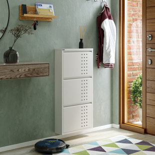 HOKKU DESIGNS Antibacterial 3 Tier Metal Shoe Cabinet Front Holes