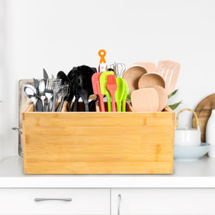 ACKITRY Wooden Flatware Caddy Utensil Holder