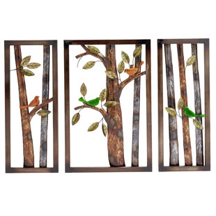 EC WORLD IMPORTS 3 Piece Morning Birds Botanical Wall Decor Set