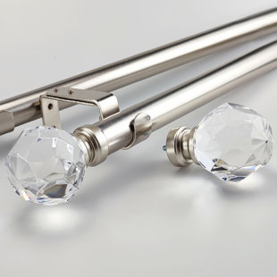 HOUSE OF HAMPTON® Harri Bridgon Clear Faceted Single Curtain Rod Set Adjustable 1.125" Dia