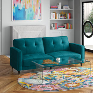 ETTA AVENUE™ Novelle 81" Velvet Square Arm Convertible Sofa