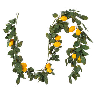 AUGUST GROVE® 6' Artificial Green and Yellow Salal Leaf Lemon Garland