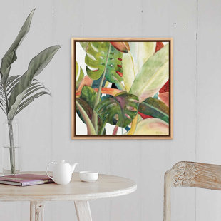 BAY ISLE HOME™ " Tropical Lush Garden Square I " by Marie Elaine Cusson Painting Print