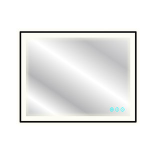 DYCONN Black Frame Wall Mounted Backlit LED Bathroom Vanity Mirror