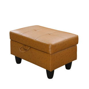 EBERN DESIGNS Azavion 28.5" Width Vegan Leather Storage Ottoman