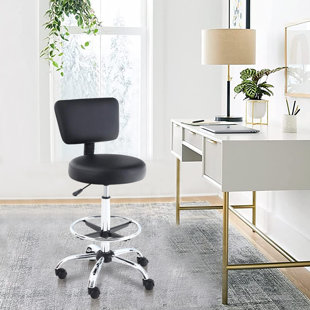 INBOX ZERO Menahil Adjustable Drafting Stool with Footrest, Adjustable Height and Backrest