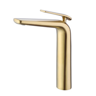 AQUA GALLERY 10.98" Deck Mounted Solid Brass Single Hole Bathroom Sink Faucet with Water Supply Lines