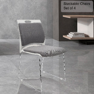 BROBRIYO Stackable Plastic Seat Waiting Room Chair with Metal Frame