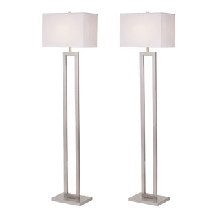 BETTER HOMES & GARDENS 61'' Brushed Nickel Traditional Floor Lamp Set (Set of 2)
