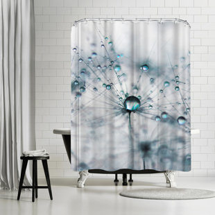 EAST URBAN HOME Abstract Shower Curtain Droplets of Cyan by Ingrid Beddoes