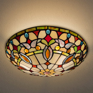 VINPLUS Tiffany Glass Flush Mount