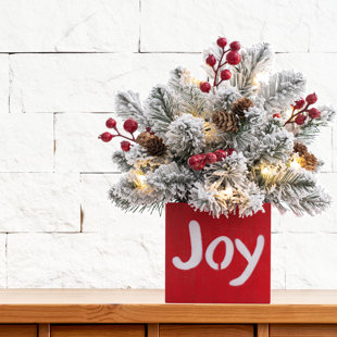 THREE POSTS™ JOY Frosted Greenery Decoration with Timer