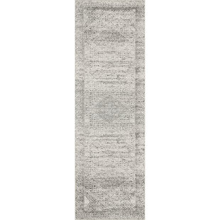 DAKOTA FIELDS Moroccan Medallion Machine Washable Area Rug for Living Room Bedroom Dining Room Kitchen, Grey/Ivory