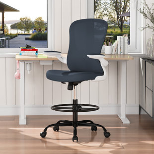 INBOX ZERO Drafting Chair, Tall Office Chair Computer Standing Desk Chair, Office Drafting Chair with Lumbar Support and Adjustable Footrest Ring