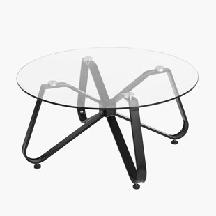 BRAYDEN STUDIO® 31.5" Round Glass Coffee Table with Metal Frame Supported for Living Room