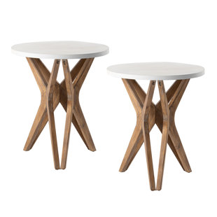 MILLWOOD PINES Sevenoaks Farmhouse Crossed Legs Round End Table (Set of 2)