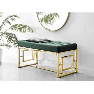 FURNITURE BOX Camberley Luxury Velvet Upholstered Bedroom Bench - Dressing Table Seat or End of Bed Bench