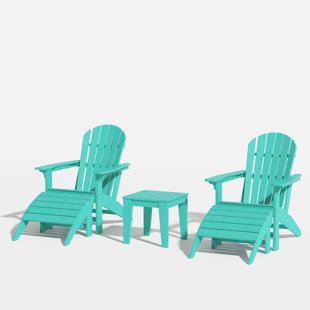 AMERICAN ECO LIVING Plastic/Resin Adirondack Chair with Ottoman