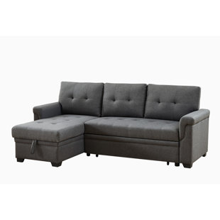 BUILDDECOR Reversible Sleeper Sectional Sofa With Storage Chaise Pull Out Sofa Pull Out Couch