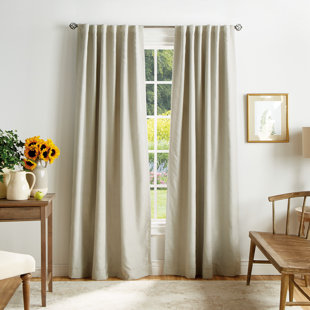 MARTHA STEWART Bedford Polyester Blackout Curtain Panel Pair Linen (Set of 2)